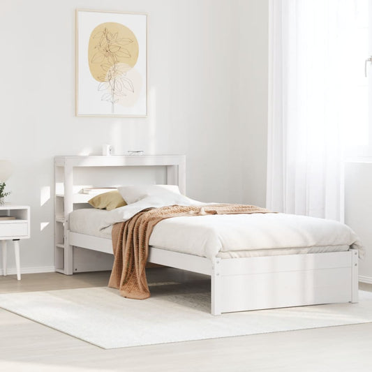 Bed Frame with Headboard without Mattress White 75x190 cm