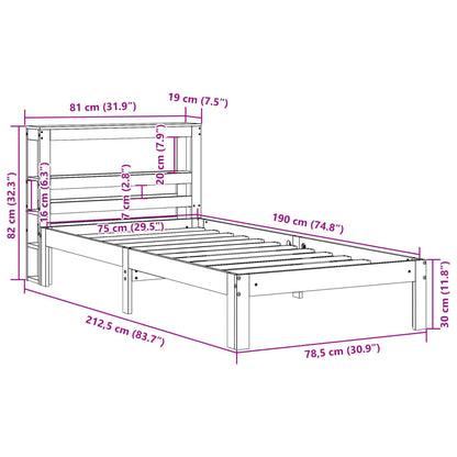 Bed Frame with Headboard without Mattress White 75x190 cm Small Single