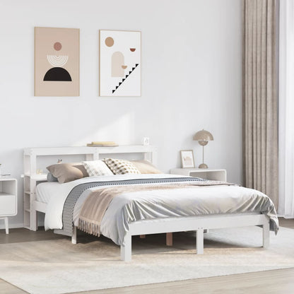 Bed Frame with Headboard without Mattress White 140x190 cm