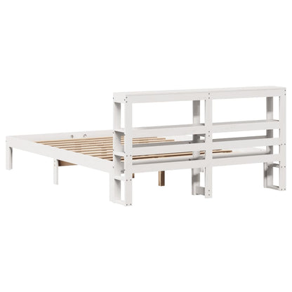 Bed Frame with Headboard without Mattress White 150x200 cm King Size