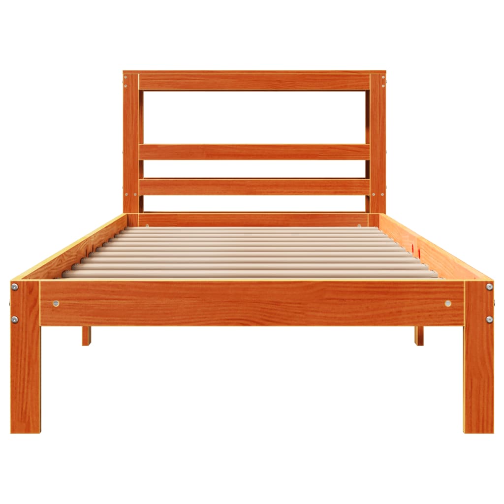Bed Frame without Mattress Wax Brown 75x190 cm Small Single Solid Wood Pine