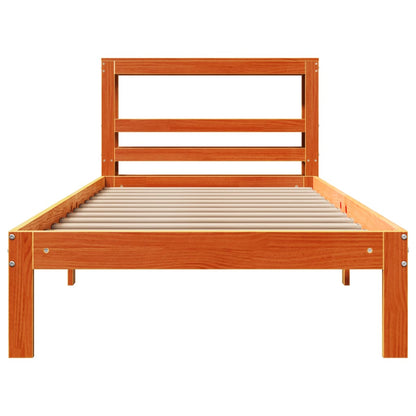 Bed Frame without Mattress Wax Brown 75x190 cm Small Single Solid Wood Pine