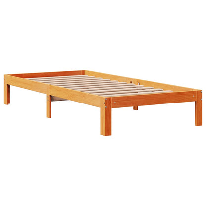 Bed Frame without Mattress Wax Brown 75x190 cm Small Single Solid Wood Pine