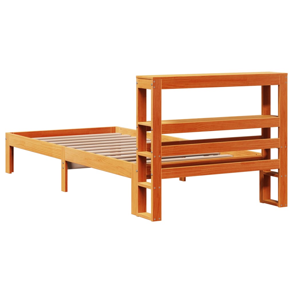 Bed Frame without Mattress Wax Brown 75x190 cm Small Single Solid Wood Pine