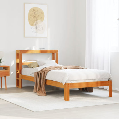 Bed Frame without Mattress Wax Brown 75x190 cm Small Single Solid Wood Pine