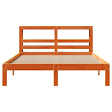 Bed Frame with Headboard Wax Brown 135x190 cm Double Solid Wood Pine