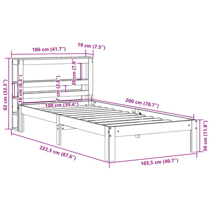 Bed Frame without Mattress Wax Brown 100x200 cm Solid Wood Pine