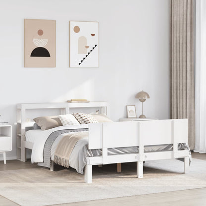 Bed Frame with Headboard without Mattress White 140x190 cm