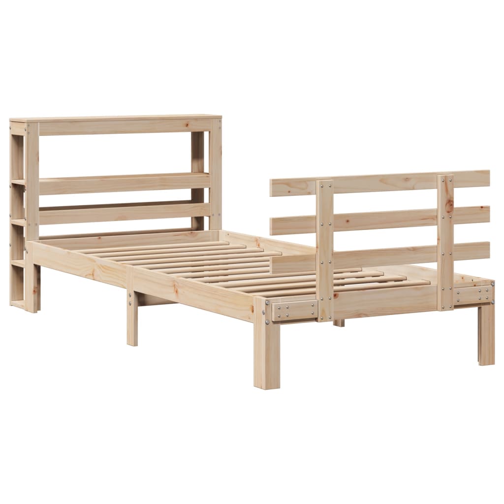 Bed Frame with Headboard without Mattress 75x190 cm Small Single