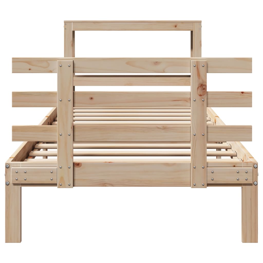 Bed Frame with Headboard without Mattress 75x190 cm Small Single