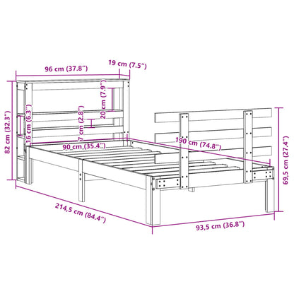Bed Frame with Headboard without Mattress White 90x190 cm Single