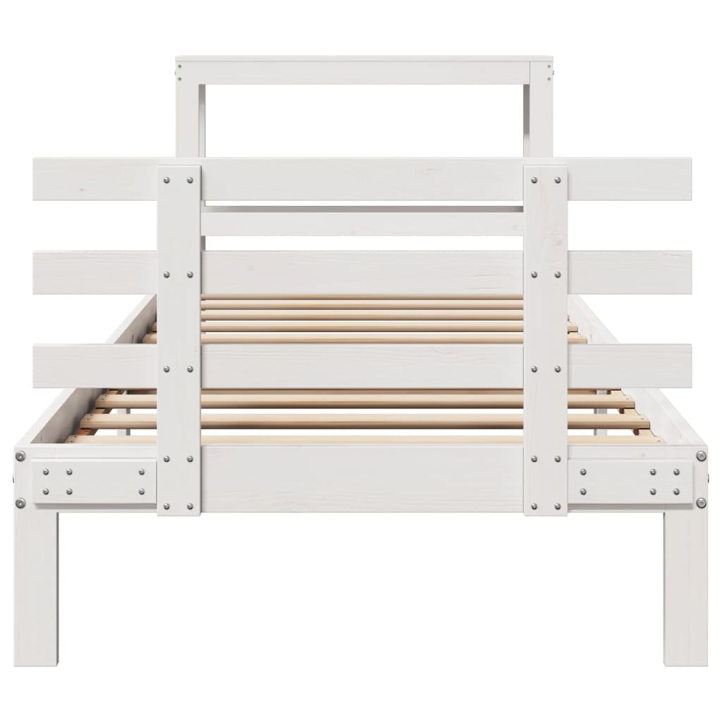 Bed Frame with Headboard without Mattress White 90x200 cm