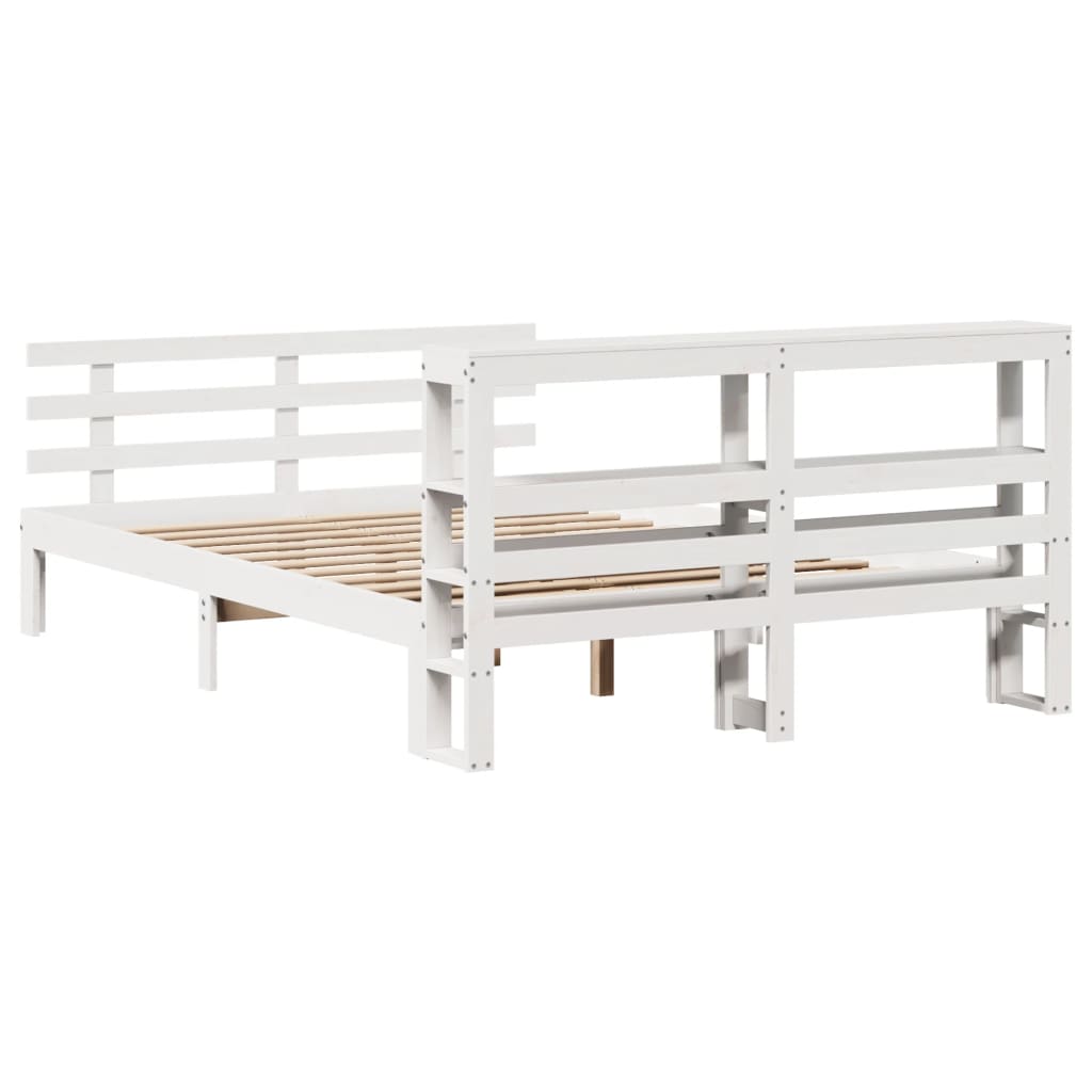 Bed Frame with Headboard without Mattress White 150x200 cm King Size