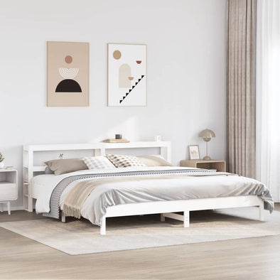 Bed Frame without Mattress White 200x200 cm Solid Wood Pine