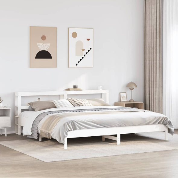 Bed Frame without Mattress White 200x200 cm Solid Wood Pine