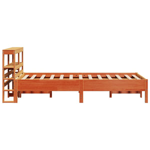 Bed Frame with Headboard Wax Brown 120x200 cm Solid Wood Pine