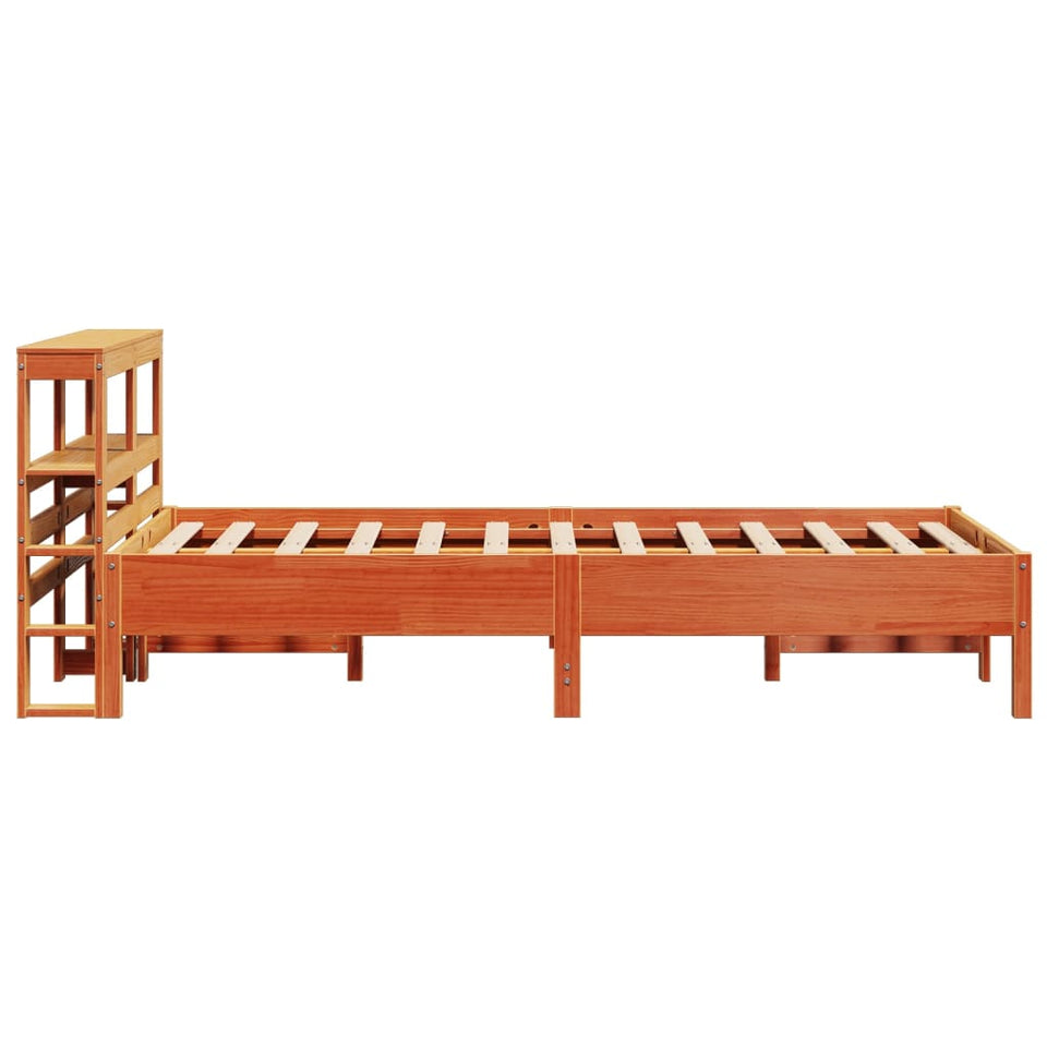 Bed Frame with Headboard Wax Brown 120x200 cm Solid Wood Pine