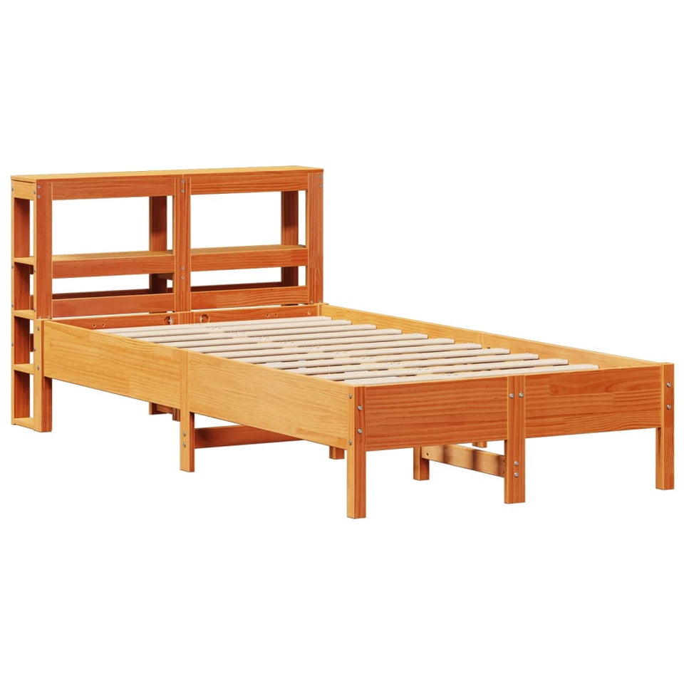 Bed Frame with Headboard Wax Brown 100x200 cm Solid Wood Pine