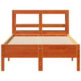 Bed Frame with Headboard Wax Brown 100x200 cm Solid Wood Pine