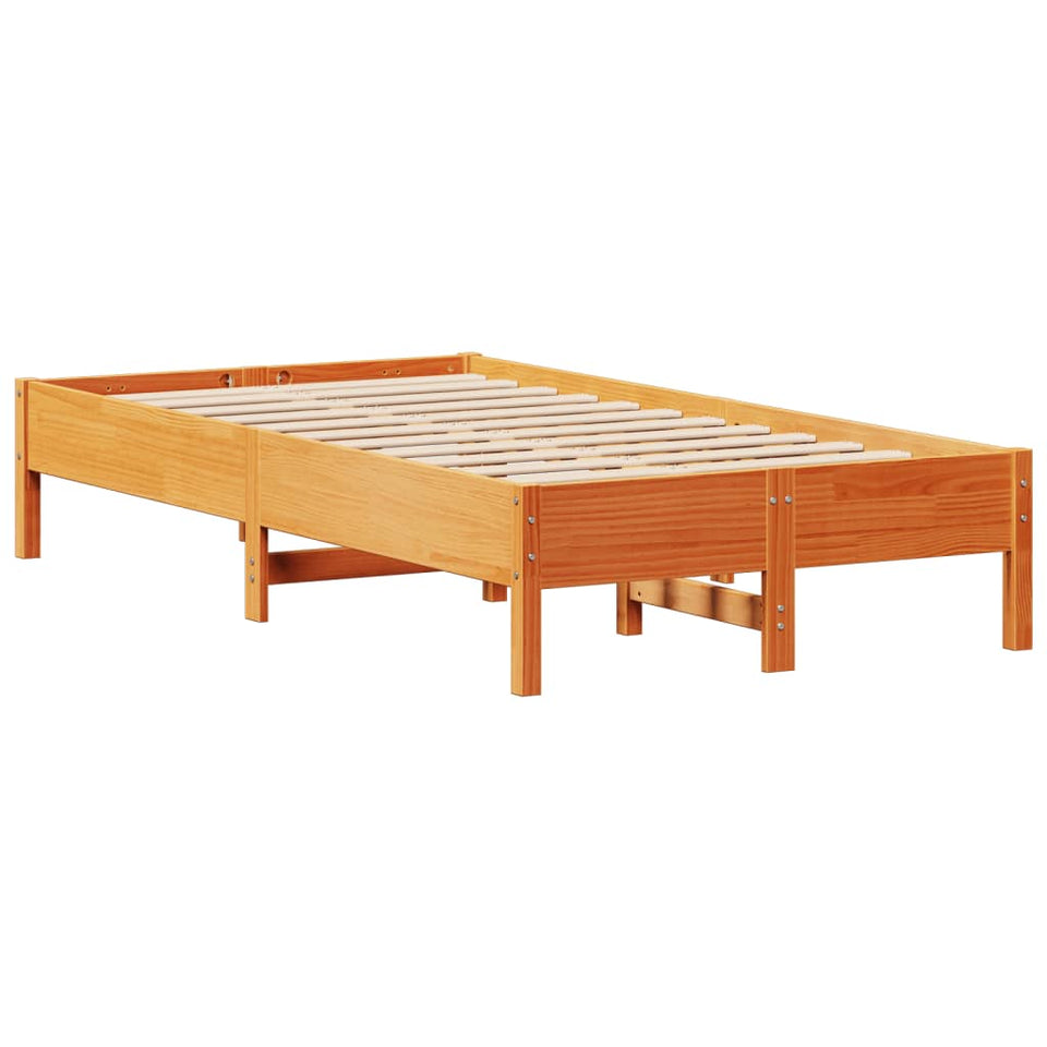 Bed Frame with Headboard Wax Brown 100x200 cm Solid Wood Pine