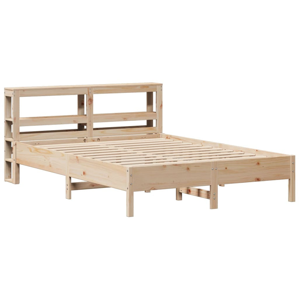 Bed Frame with Headboard 140x190 cm Solid Wood Pine