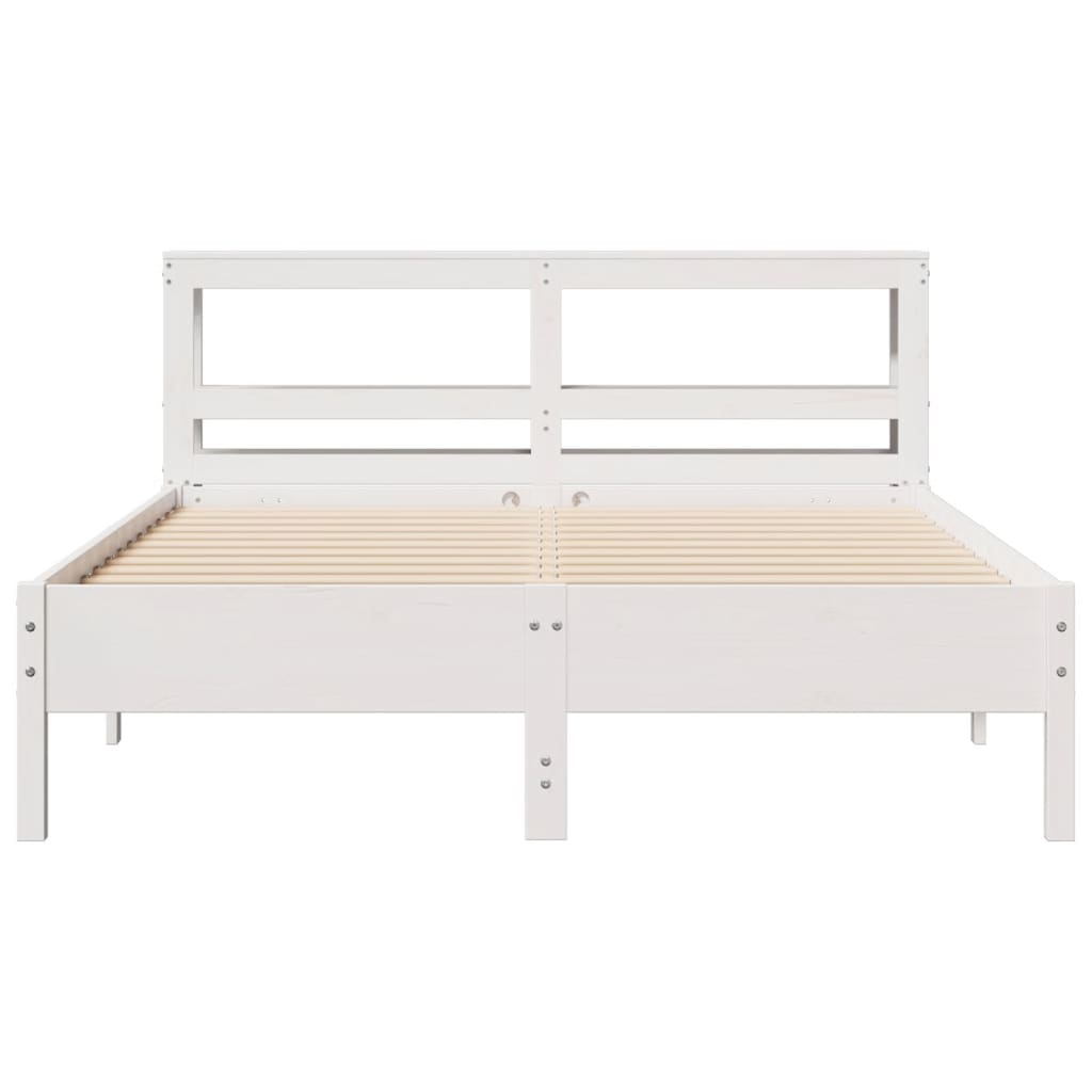 Bed Frame without Mattress White 140x190 cm Solid Wood Pine