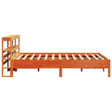 Bed Frame with Headboard Wax Brown 135x190 cm Double Solid Wood Pine