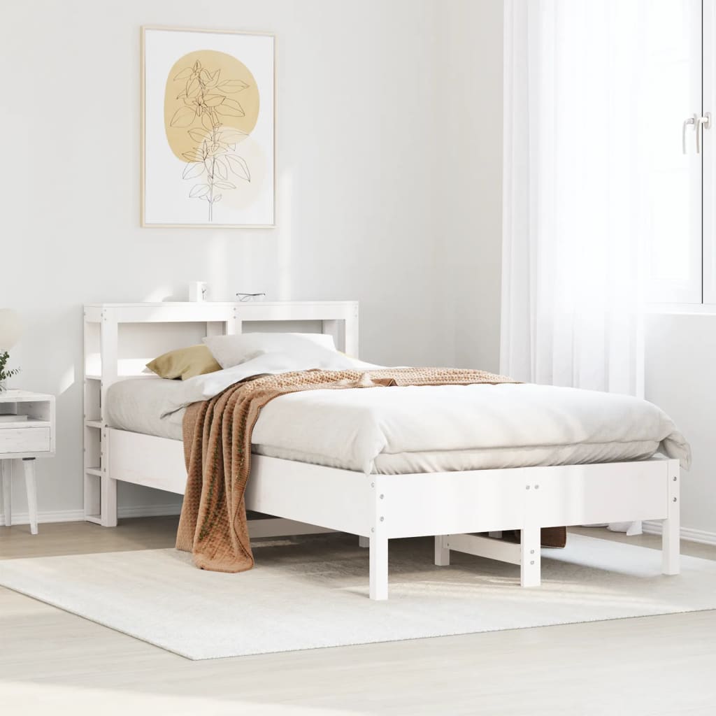 Bed Frame without Mattress White 120x190 cm Small Double Solid Wood Pine
