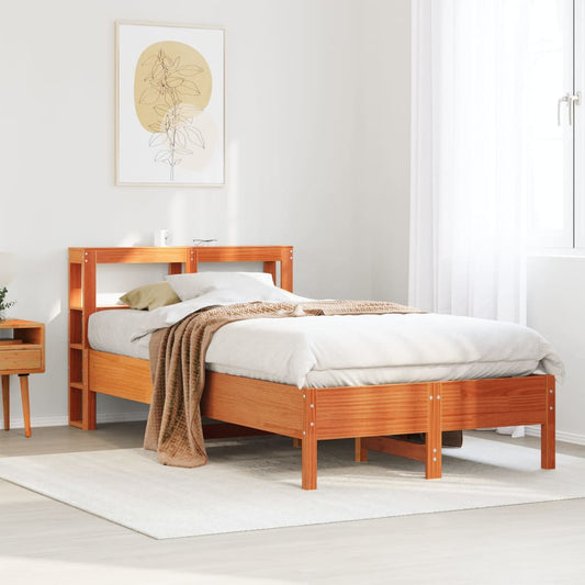 Bed Frame without Mattress Wax Brown 120x190 cm Small Double Solid Wood Pine