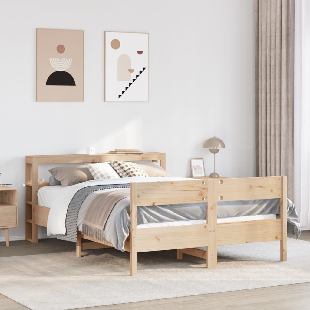 Bed Frame without Mattress 150x200 cm King Size Solid Wood Pine