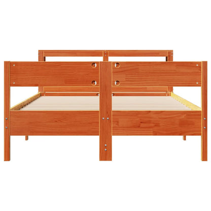 Bed Frame without Mattress Wax Brown 150x200 cm King Size Solid Wood Pine