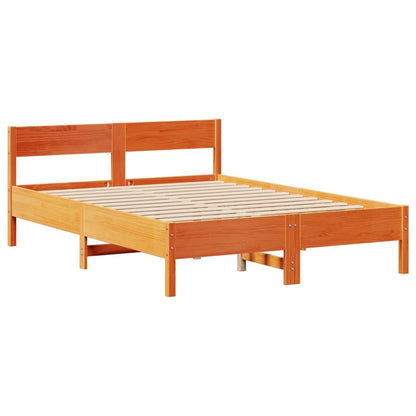 Bed Frame without Mattress Wax Brown 150x200 cm King Size Solid Wood Pine