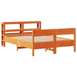 Bed Frame with Headboard Wax Brown 140x200 cm Solid Wood Pine