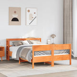 Bed Frame with Headboard Wax Brown 140x200 cm Solid Wood Pine