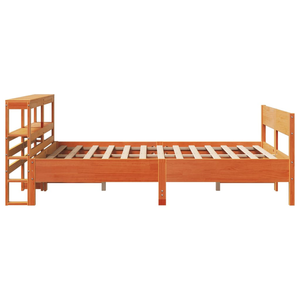 Bed Frame with Headboard Wax Brown 140x200 cm Solid Wood Pine