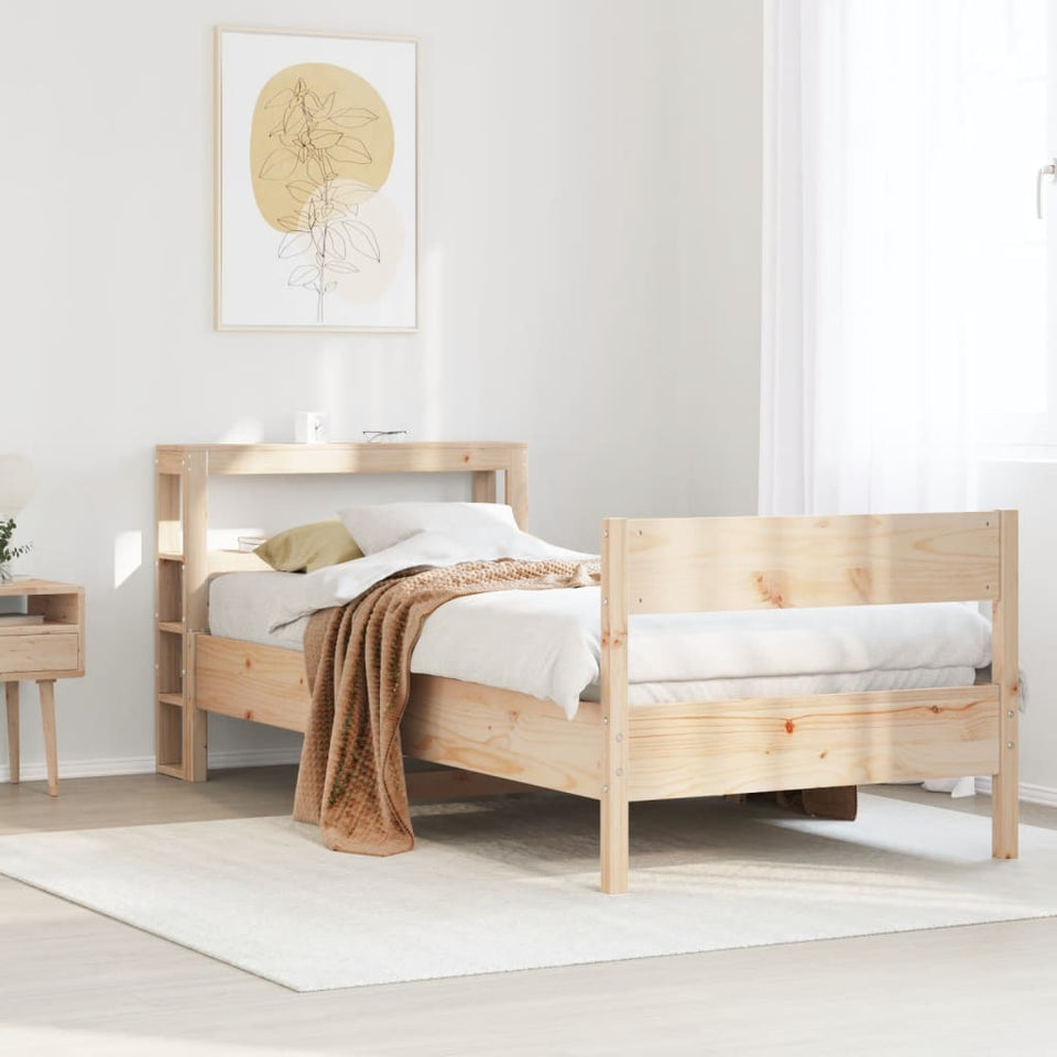 Bed Frame with Headboard 100x200 cm Solid Wood Pine