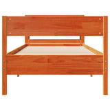 Bed Frame with Headboard Wax Brown 100x200 cm Solid Wood Pine