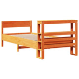 Bed Frame with Headboard Wax Brown 100x200 cm Solid Wood Pine