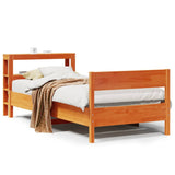 Bed Frame with Headboard Wax Brown 100x200 cm Solid Wood Pine