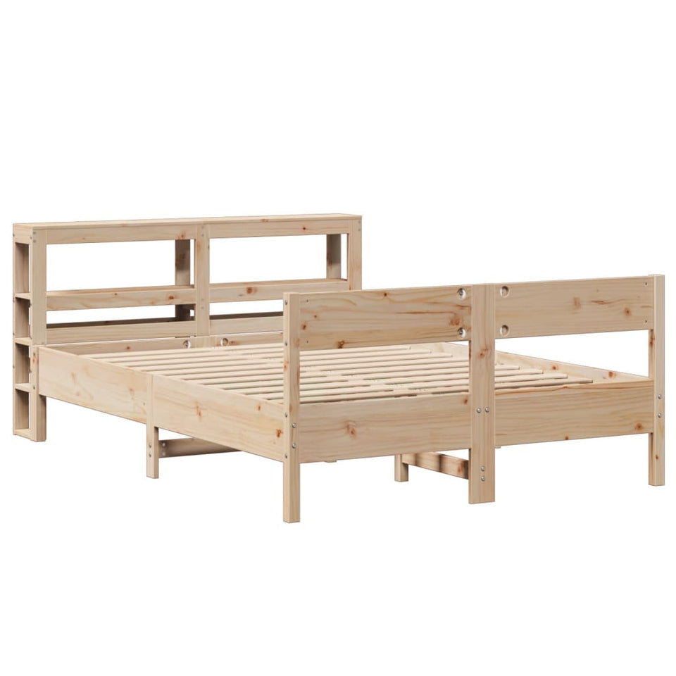 Bed Frame with Headboard 140x190 cm Solid Wood Pine