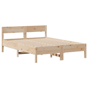 Bed Frame with Headboard 140x190 cm Solid Wood Pine