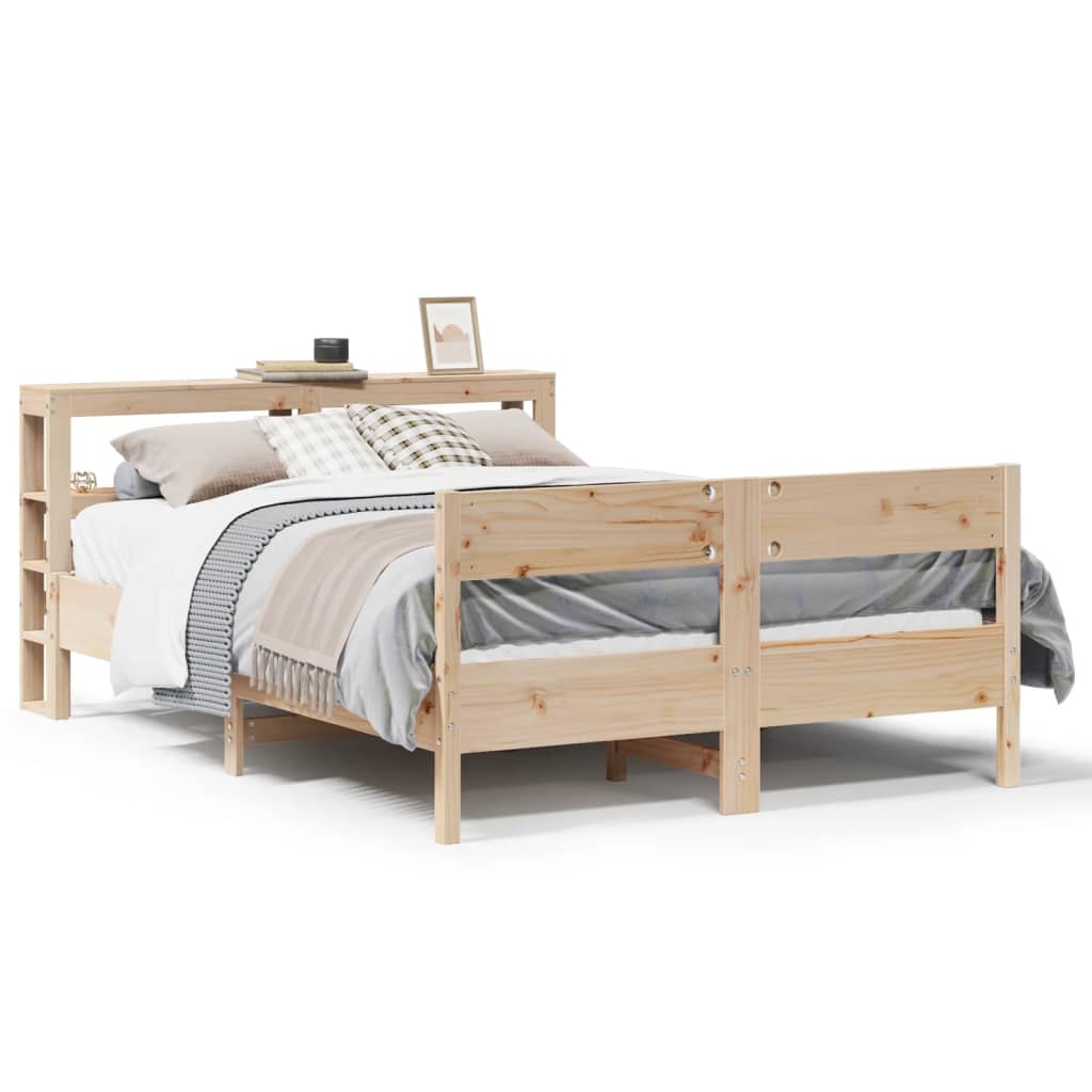 Bed Frame with Headboard 140x190 cm Solid Wood Pine