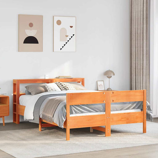Bed Frame without Mattress Wax Brown 140x190 cm Solid Wood Pine