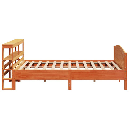 Bed Frame without Mattress Wax Brown 200x200 cm Solid Wood Pine
