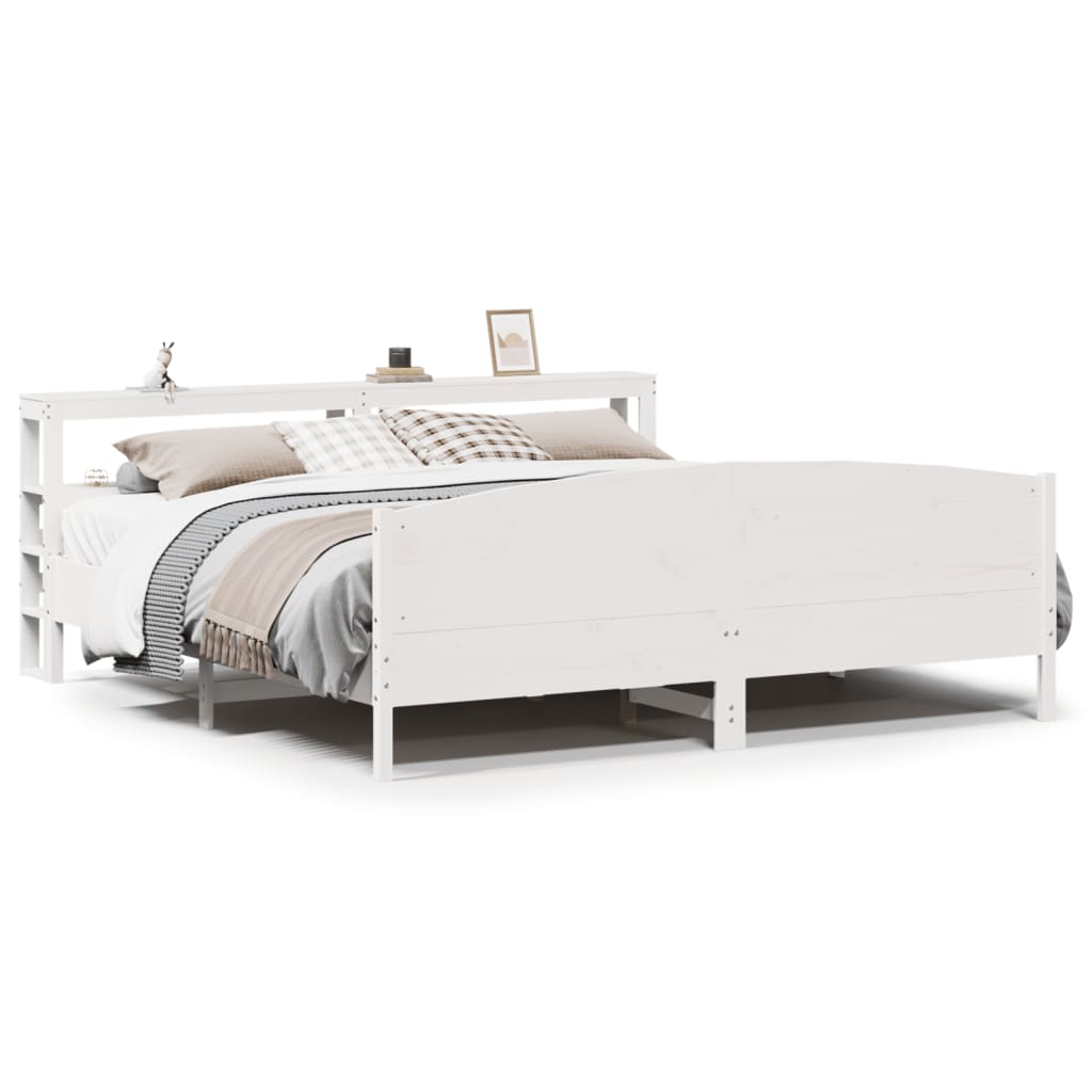 Bed Frame without Mattress White 180x200 cm Super King Solid Wood Pine