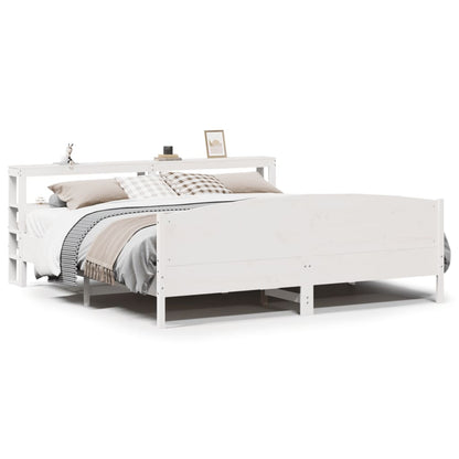 Bed Frame without Mattress White 180x200 cm Super King Solid Wood Pine