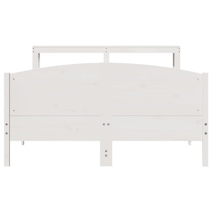 Bed Frame without Mattress White 150x200 cm King Size Solid Wood Pine