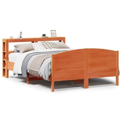 Bed Frame without Mattress Wax Brown 140x200 cm Solid Wood Pine
