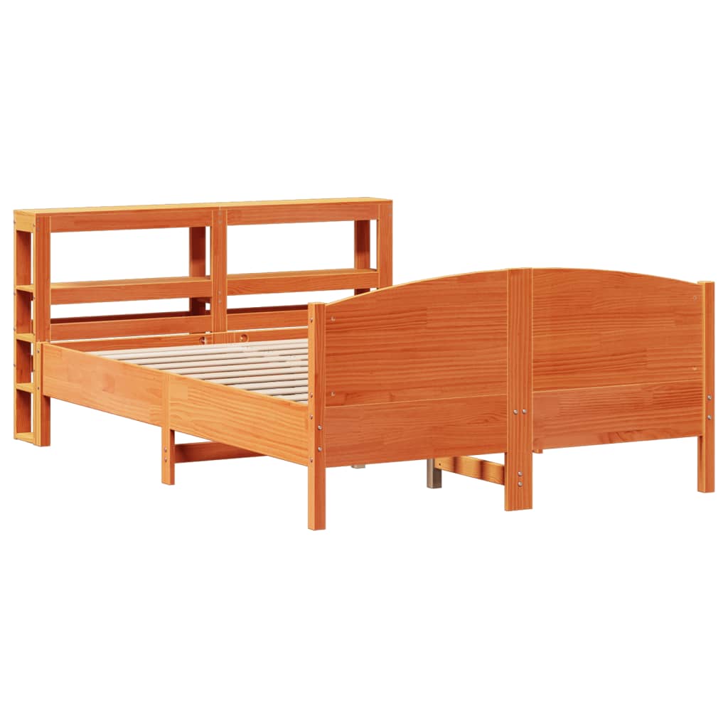 Bed Frame without Mattress Wax Brown 140x200 cm Solid Wood Pine