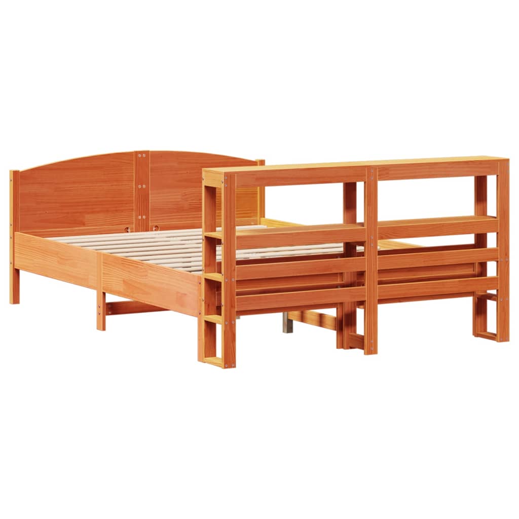 Bed Frame without Mattress Wax Brown 140x200 cm Solid Wood Pine